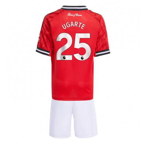 Manchester United Manuel Ugarte #25 Hemmaställ Barn 2025-26 Kortärmad (+ Korta byxor)